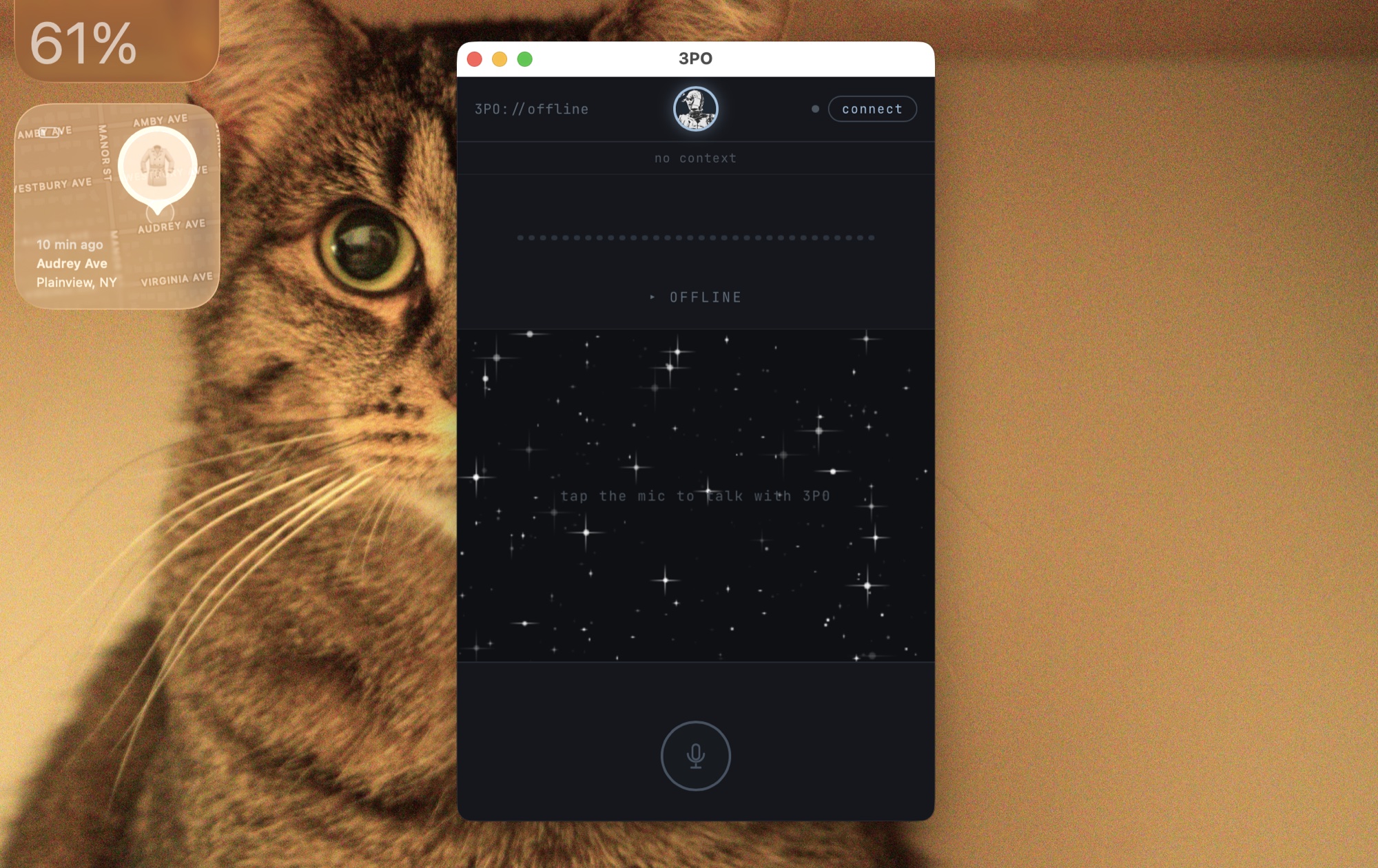 The 3PO window — waveform centerpiece and mono state label